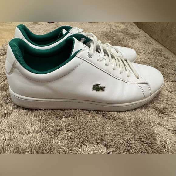 Lacoste Men's White Sneakers with Green Trim - Picture 1 of 5